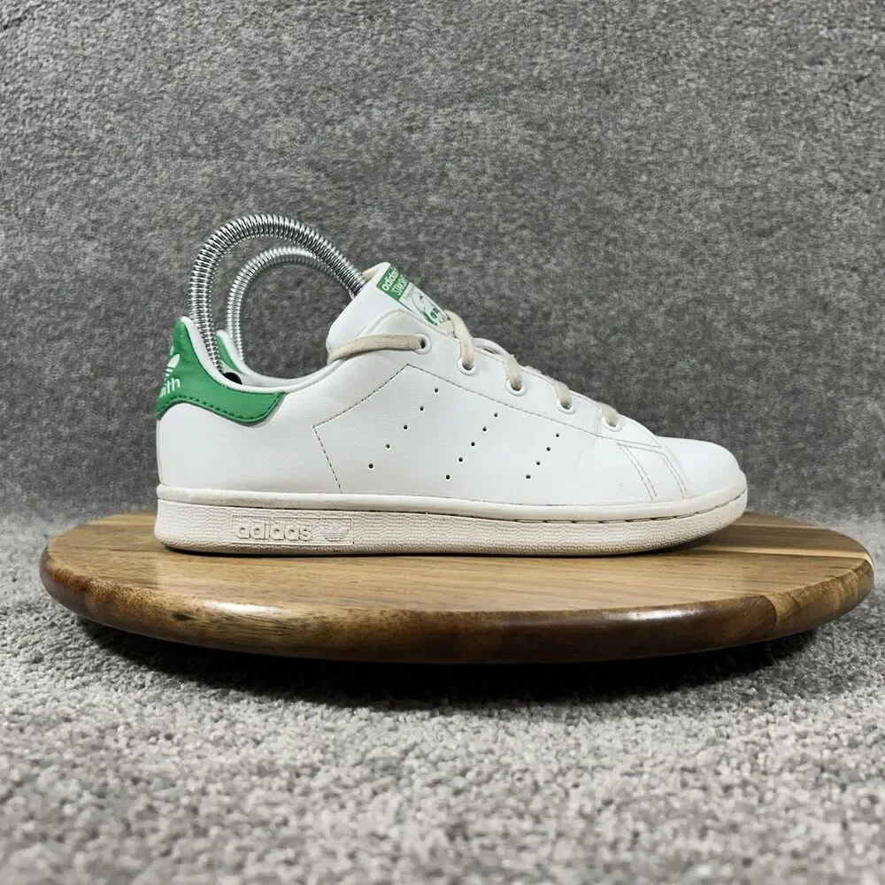 Adidas Originals Stan Smith Kids Youth Size 3 White Green Athletic Shoes Used